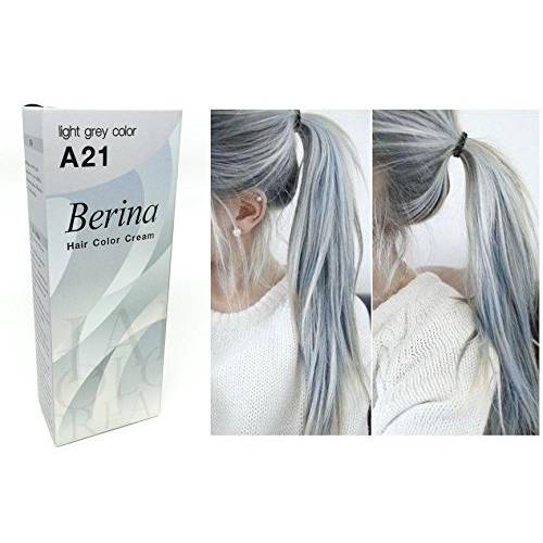 Berina A21 Light Grey Silver Permanent Hair Dye Color Cream Unisex - Punk Style