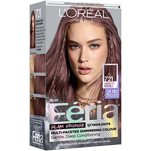 L’Oreal Paris Feria Multi-Faceted Shimmering Permanent Hair Color, 721 Dusty Mauve