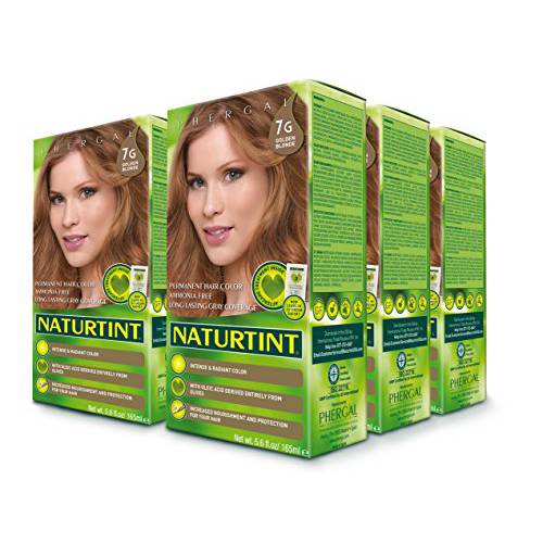 Naturtint Permanent Hair Color 7G Golden Blonde (Pack of 6), Ammonia Free, Vegan, Cruelty Free, up to 100% Gray Coverage, Long Lasting Results