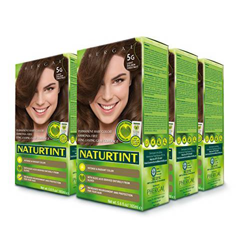 Naturtint Permanent Hair Color 5G Light Golden Chestnut (Pack of 6), Ammonia Free, Vegan, Cruelty Free, up to 100% Gray Coverage, Long Lasting Results