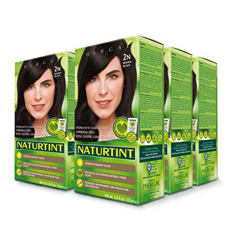 Naturtint Permanent Hair Color 2N Brown Black (Pack of 6), Ammonia Free, Vegan, Cruelty Free, up to 100% Gray Coverage, Long Lasting Results