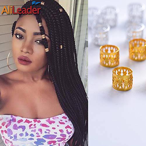 Alileader 100pcs Gold Hair Clips Dreadlock Accessories Hair Beads for Braids for Women Hair Jewelry for Women Braids Hair Accessories for Braids Hair Cuffs Hair Jewelry for Locs (Golden)