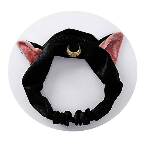 Cute Cat Usagi Moon Cosmetic Hairband shower headband (Black)