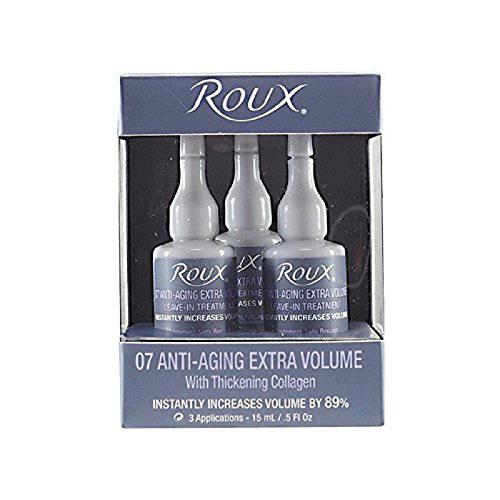 Collagen Leave in Treatment by Roux, Anti Aging Ampolletas 07 Anti-Aging Extra Volume Formula, 3 Count, .5 Fl Oz Each