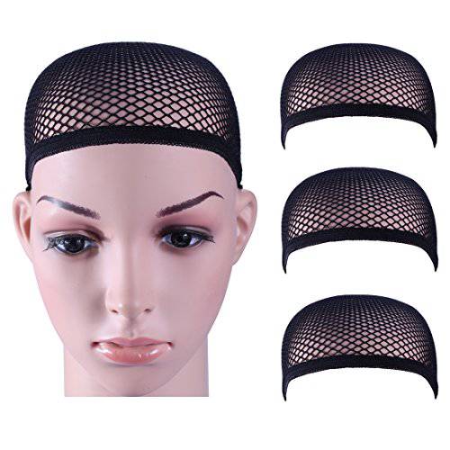 Dreamlover Crochet Wig Caps, Black Mesh Wig Caps for Wigs, 3 Pack