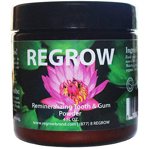 REGROW Remineralizing Tooth Powder - Stop Sensitive Teeth and Gums - Whiter Teeth Naturally - Cleans, Heals, & Protects Teeth and Gums - All Natural - 4oz Glass Jar
