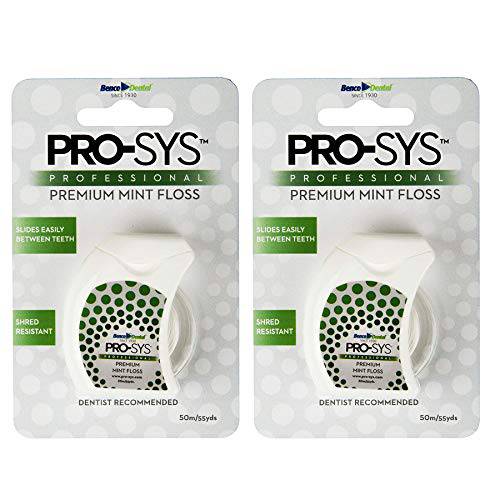 PRO-SYS® Premium Mint Dental Floss, Shred-Resistant, Removes Plaque & Food, Pack of 4 (220 Yards Total)