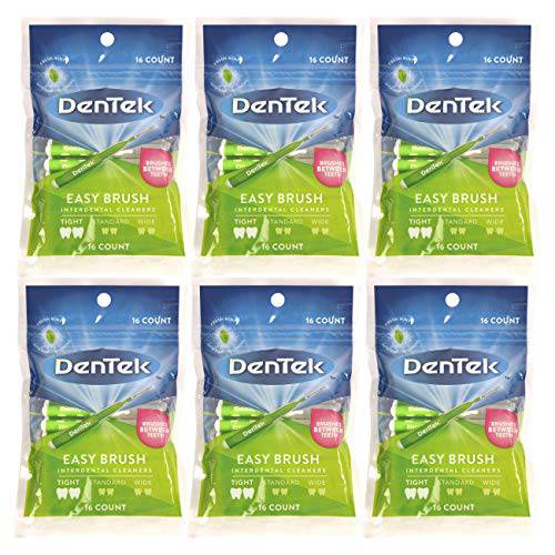 DenTek Easy Brush Plaque Control Interdental Cleaners, Tight, 16 Count, 6 Pack