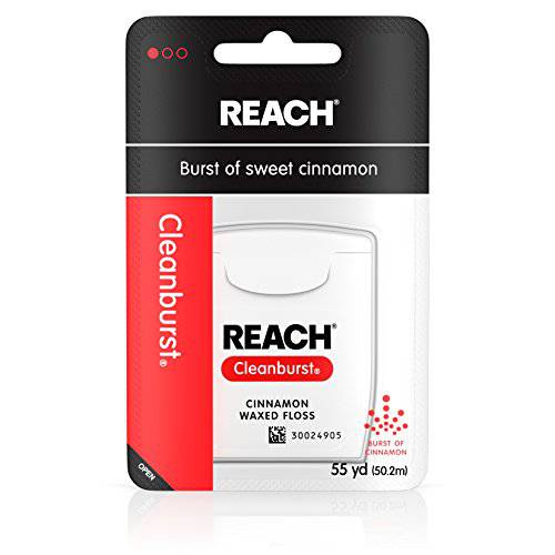 Reach Dentotape Waxed Dental Floss | Effective Plaque Removal, Extra Wide Cleaning Surface | Shred Resistance & Tension, Slides Smoothly & Easily | Cinnamon Flavored, 55 Yards, 6 Pack