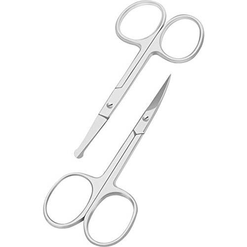 Utopia Care - Curved and Rounded Facial Hair Scissors for Men - Mustache, Nose Hair & Beard Trimming Scissors, Safety Use for Eyebrows, Eyelashes, and Ear Hair - Professional Stainless Steel (Silver)
