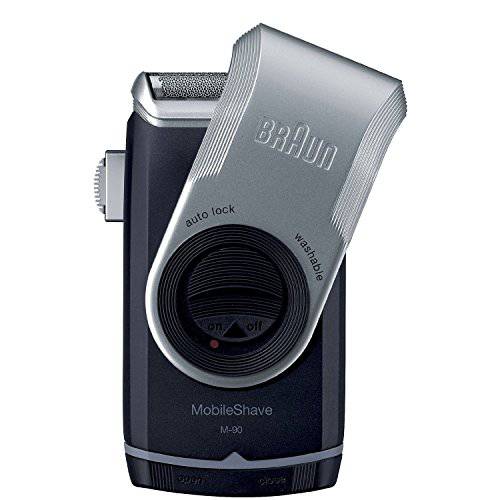 Electric Razor for Men by Braun, M90 Mobile Electric Shaver, Precision Trimmer, Washable, Black/Silver