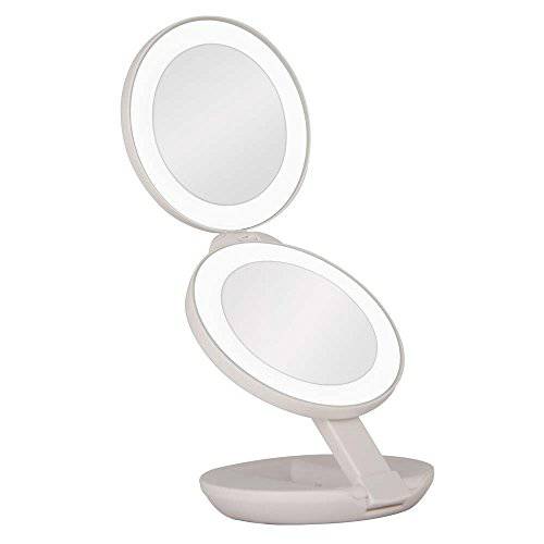 Zadro 4.5 Round LED Compact Mirror 10X/1X Travel Mirror with Lights and Magnification 3 AAA batteries LED Makeup Mirror