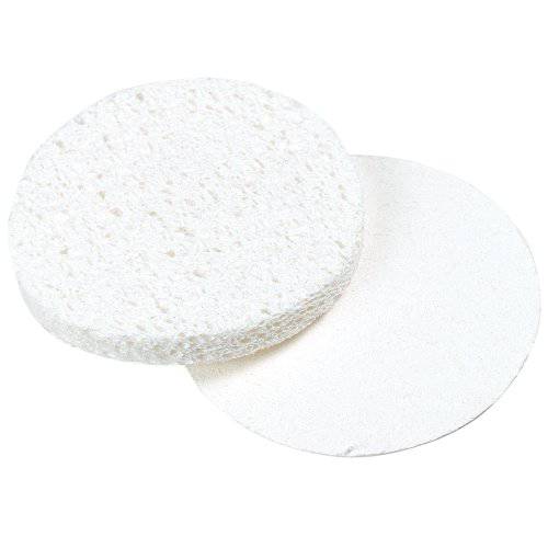 ForPro Compressed Cellulose Sponge, Round Face and Body Sponge, 2.75” Round Sponge, Expands to 3/8” Thick, White, 100-Count