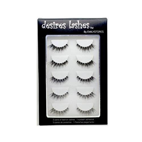 DESIRES LASHES Multipack Demi Wispies Fake Eyelashes 5Pairs Per Kits, 01 Monday