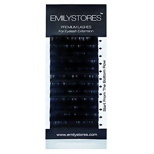 EMILYSTORES 0.25mm Thickness D Curl Length 15mm Mink Silk Eyelashes For Eyelash Extensions In One Tray