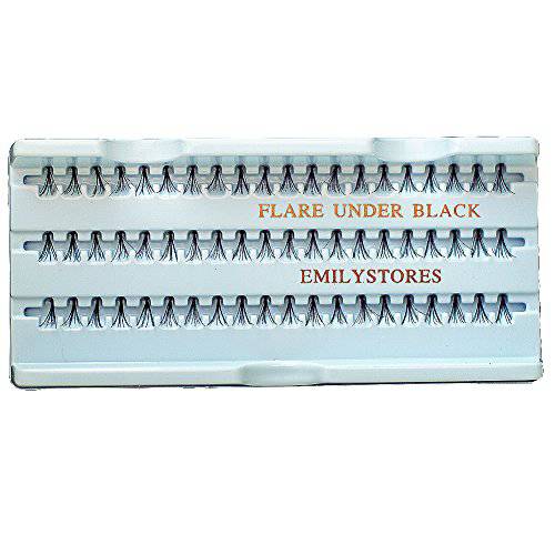 EMILYSTORES 12 Packs Eyelashes Natural Individual Plant Flare Under Lower 8mm Black Eye Extensions Lashes-Knotted