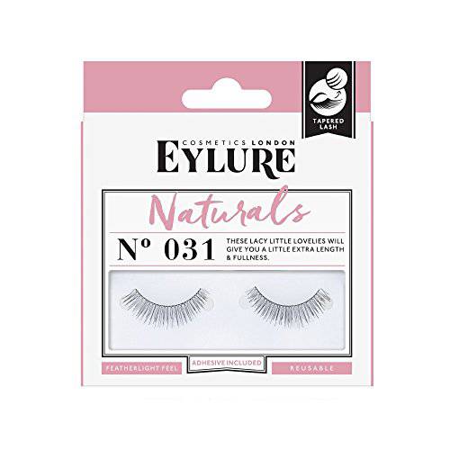 Eylure Naturals False Eyelashes, Style No. 031, Reusable, Adhesive Included, 1 Pair