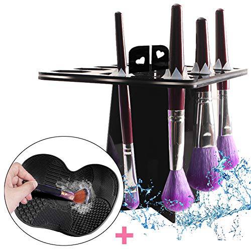 BEAKEY Makeup Brush Drying Rack, BEAKEY Collapsible Makeup Brush Holder 28 Holes Makeup Brush Dryer stand - Black