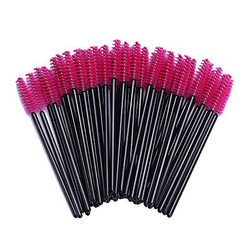 BTYMS 100 Pieces Disposable Spoolies Brush Eyelash Mascara Brushes Lash Wands Applicator Eyebrow Brush for Lash Extension Pink