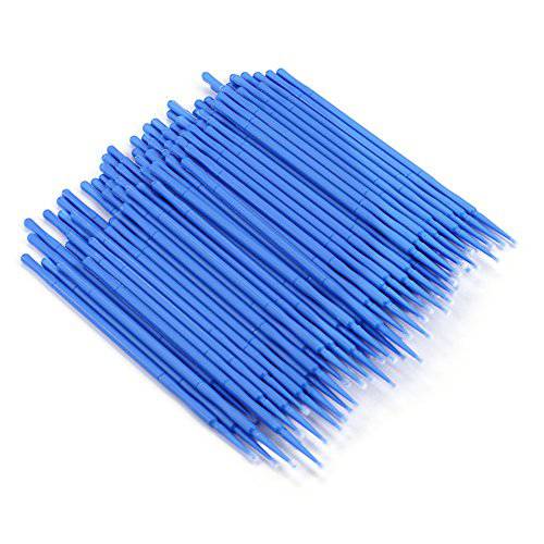 200pcs Eyelash Extension Microbrush Disposable Tattoo Makeup Brushes Cotton Swabs Stick with Plastic Handle, Blue