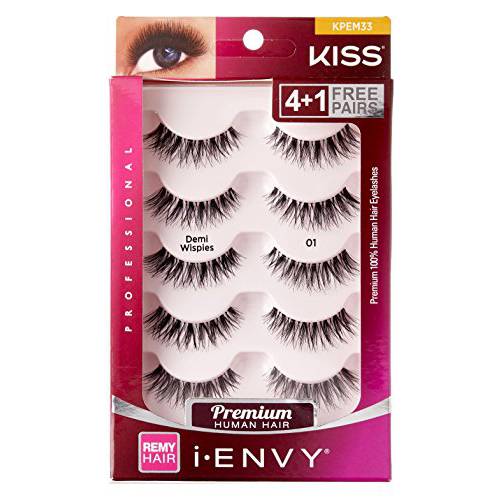 I-ENVY by KISS Beyond Naturale 01 Lashes Demi Wispies 5 Pair 1 Pack Natural Wispy Style KPEM33