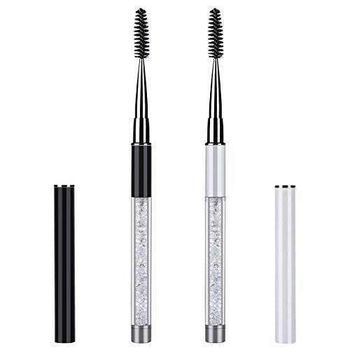 2 Pieces Eyelash Brush with Cap, Mascara Spoolies Reusable Brow Brushes Lash Wands Applicator Spooly for Lashes