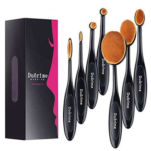Duorime New 7pcs Black Oval Toothbrush Makeup Brush Set Cream Contour Powder Concealer Foundation Eyeliner Cosmetics Tool …
