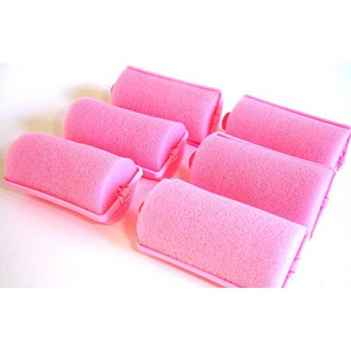 2 Pack (each contains 6 rollers) Soft PINK Foam Hair Styling Rollers SPONGE Curlers LARGE 1 (you are getting total of 12 rollers)