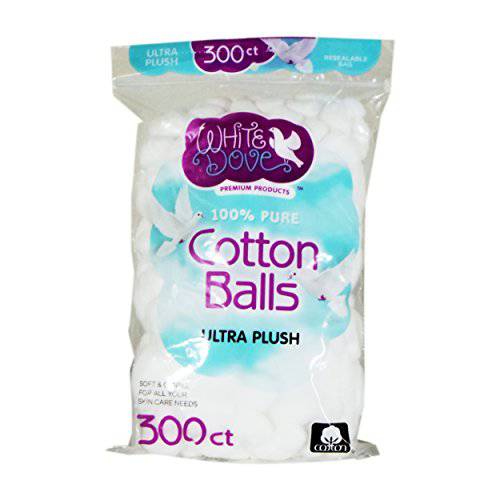 White Dove Cotton Balls & Rounds, 100% Pure Cotton, 300 Balls 100 Rounds