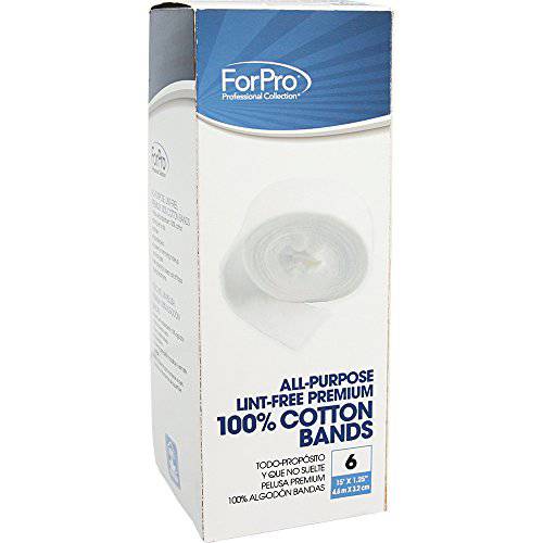 ForPro All-Purpose Lint-Free Premium Cotton Bands, 100% Cotton, Lint-Free, Hypoallergenic, Self-Adhering, 6-Count Pack