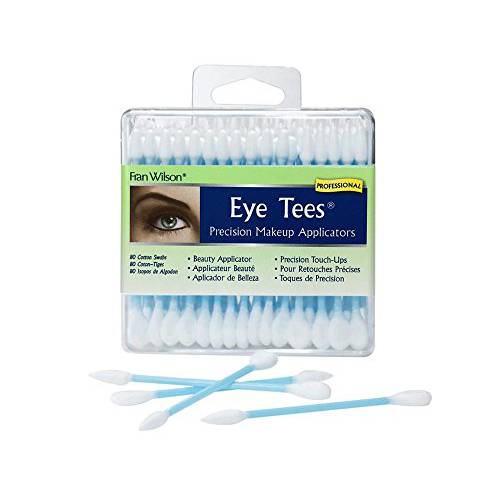 Fran Wilson EYE TEES COTTON TIPS 80 Count - Precision Makeup Applicator, Double-sided Swabs with Pointed and Rounded Ends for Perfect Blending, Effective Cleaning and Precise Touch-ups