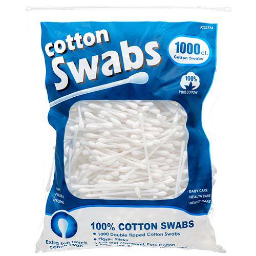 NuValu Cotton Swabs, Multi-Purpose, Double Tipped, 100% Pure Cotton (1000 Count)