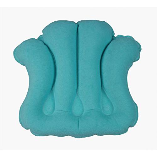 ObboMed® HB-1200N Luxury Inflatable Terry Cloth Shell Spa Neck Support Bath Pillow with 4 Suction Cups for Bathtub, Hot tub, Jacuzzi, Whirlpool, Home Spa tub – Color : Tiffany Blue