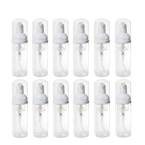 12 Pcs Empty Bottle Travel Soap Bottle | Plastic Foam Dispenser Bottle | Mini Foaming Soap Pump Dispenser for Cleaning, Travel, Cosmetics Packaging (50 ML)