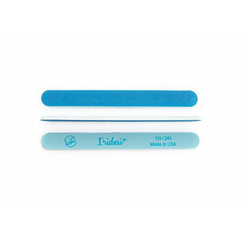 Iridesi Professional Nail Files and Buffers Blue 120 240 Grit Washable Emery Boards 7 Inches Long 12 Fingernail Files Per Pack