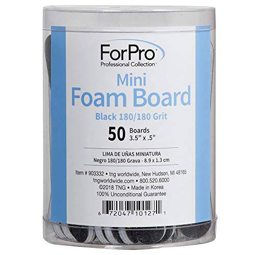 ForPro Professional Collection Mini Foam Board, Double-Sided Nail File, 220/320 Grit, 3.5” l x .5” w, Blue, Black, 50 Count