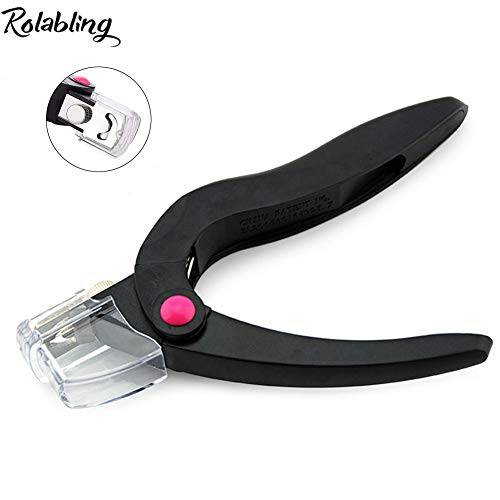 Rolabling Acrylic Nail Clippers Professional False Nail Cutter Nail Tip Cutter Nail Art Edge Cutter Acrylic UV Gel Fake Nail Tips Clipper Trimmer Manicure Tool (Black)