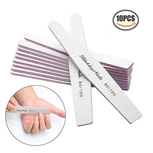 Nail Files and Buffers 80/100/180 Grit Professional Nail Files for Natural Nails,Double Sides Washable Block Disposable Nail Files for Acrylic Nails