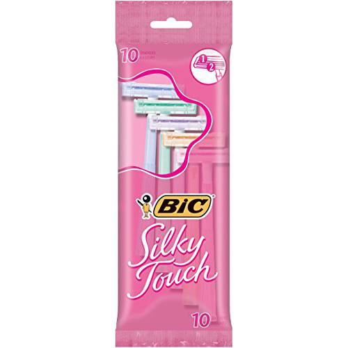 BIC Silky Touch Women’s Disposable Razors, 2 Blades For a Sensitive, Soothing and Comfortable Shave, 10 Piece Razor Set
