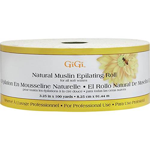 GiGi Natural Muslin Roll for Hair Waxing / Hair Removal, 3.25-inch x 100 yards