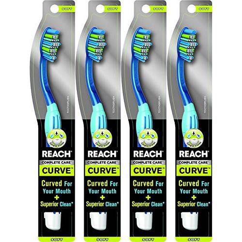 Reach Complete Care Curve Soft Toothbrush, 1 Count (Pack of 4) Colors May Vary