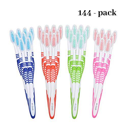 G-Smile 144 Individually Wrapped Disposable Toothbrushes, Regular Size Head, Extra Soft Bristle, Color Vary, Convenient & Affordable (Extra Soft)