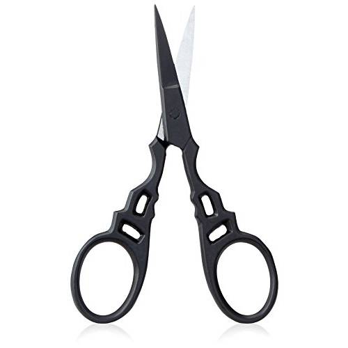 The BrowGal – Professional Eyebrow Grooming Scissors - Hand-made Quality Fine Curved Blade for Eyebrow, Eyelash Extensions - Stainless Steel, Large Finger Loops - for Men and Women use – Black