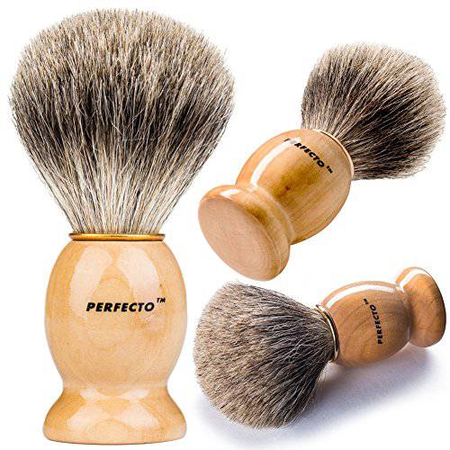 Perfecto 100% Original Pure Badger Shaving Brush. Engineered for The Best Shave of Your Life.for All Methods,Safety Razor,Double Edge Razor,Staight Razor or Shaving Razor, Its Best Badger Brush.