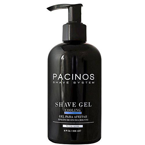 Pacinos Shave Gel - Clear Cooling Gel with Aloe Vera, Prevents Skin Irritation & Moisturizes, All Hair Types, 8 fl. oz.