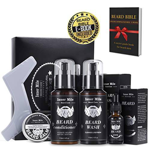 Beard Growth Kit, Beard Kit with Beard Roller, 2 Pack Beard Growth Oil,Beard Brush,Wash Conditioner for After Shave Lotions- Sandalwood,Balm,Combs, Christmas Fathers Gifts for Men1