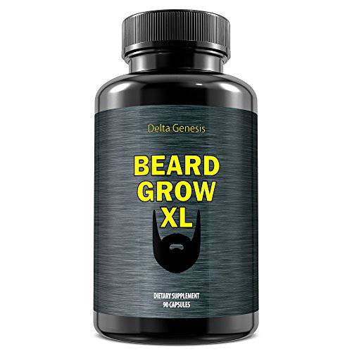 Beard Grow XL | Facial Hair Supplement | Vegan | 1 Mens Hair Growth Vitamins | For Thicker and Fuller Beard