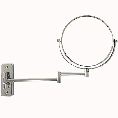 Lansi Wall Mounted Makeup Mirror, 10x/1x Double-Sided Magnifying Mirror, 360° Extendable Arm Bathroom Mirror, 8 inch Vanity Mirror for Makeup or Shaving Chrome Finish