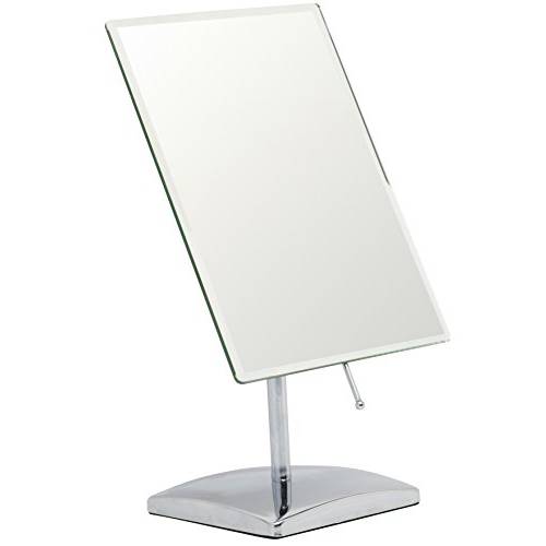 Large Tabletop Face Mirror with Stand - True No Magnification Single Sided Mirror for Retail Store Display Counter, Table Top Vanity & Bathroom Countertop - Frameless Rectangle 9.8 x 7