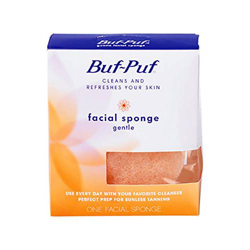 Buf-Puf Gentle Facial Sponge, Dermatologist Developed, Removes Deep Down Dirt & Makeup Causes Breakouts and Blackheads, Reusable, Exfoliating, 1 Count